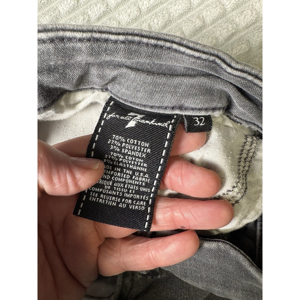 7 For All Mankind Womens High Rise Ankle Skinny Black Gray Jeans Size 32 - Picture 4 of 8